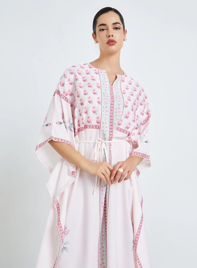 ستايلي قفطان نسائي بنقشة زهور